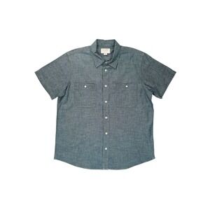 FILSON Men's Short Sleeve Light Indigo Blue Chambray Cotton Shirt XL